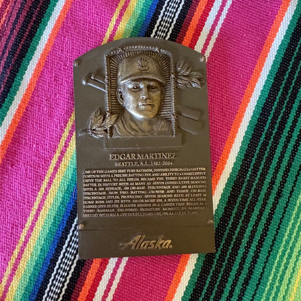 Edgar Martinez Seattle Mariners Hall of Fame Replica Plaque Alaska Airlines 2019